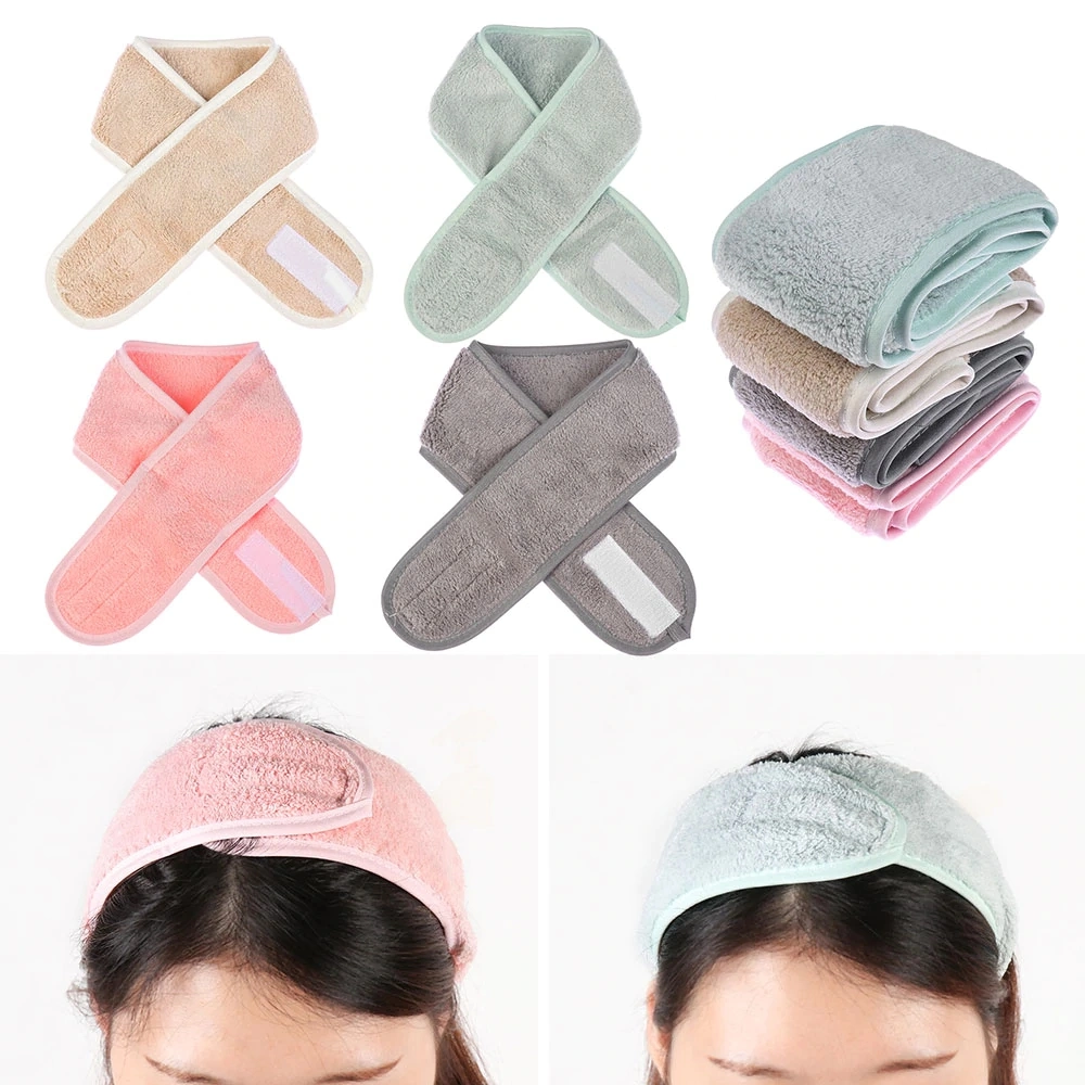 Factory Wholesale Free Sample Microfiber Flannel Soft Elastic Make up Wash Face Cosmetic Headband SPA Bath Hair Band